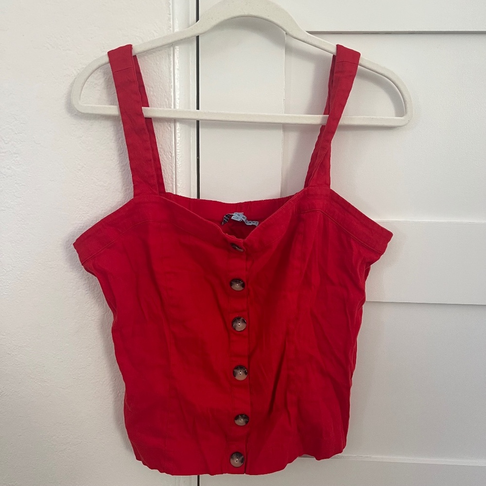Antonio Melanie Red Linen Cami Top Size 12